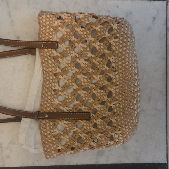 Pls read Tan and Brown Woven Small Pool Tote Bag - Picture 4 of 4